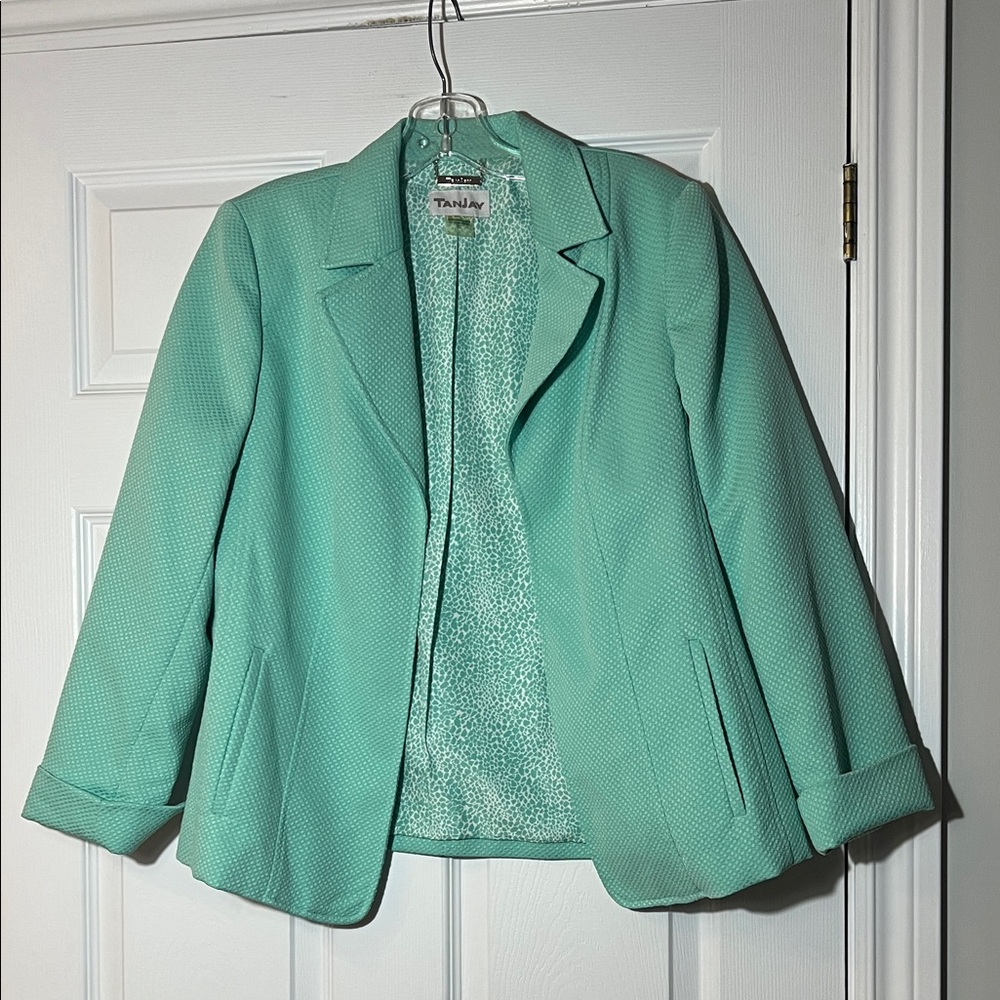 TanJay Mint Green Textured Blazer